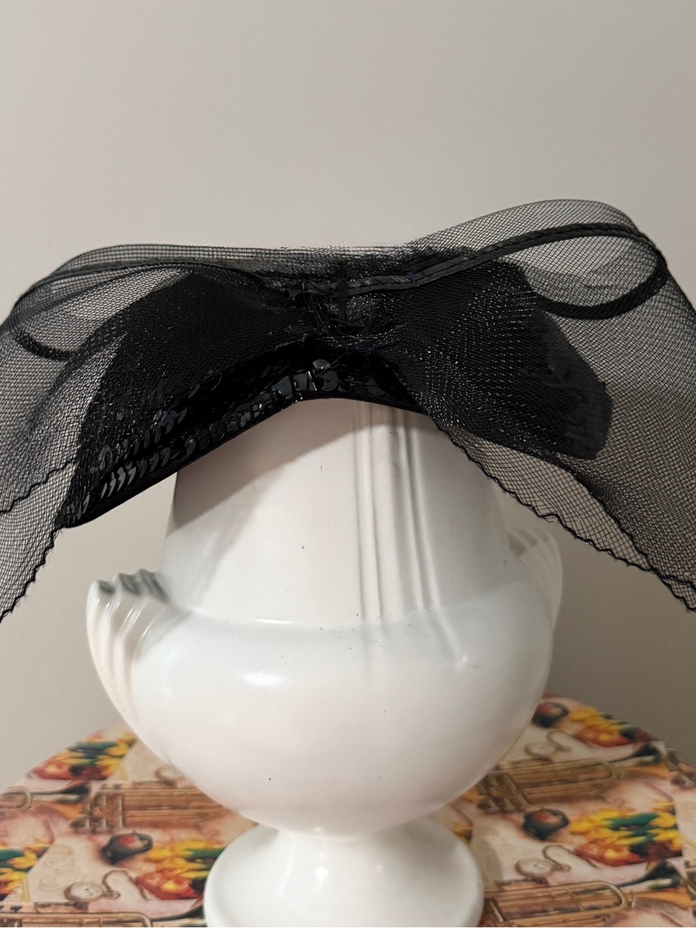 Vintage Black Mesh Bow Fascinator Headpiece - Women Accessories